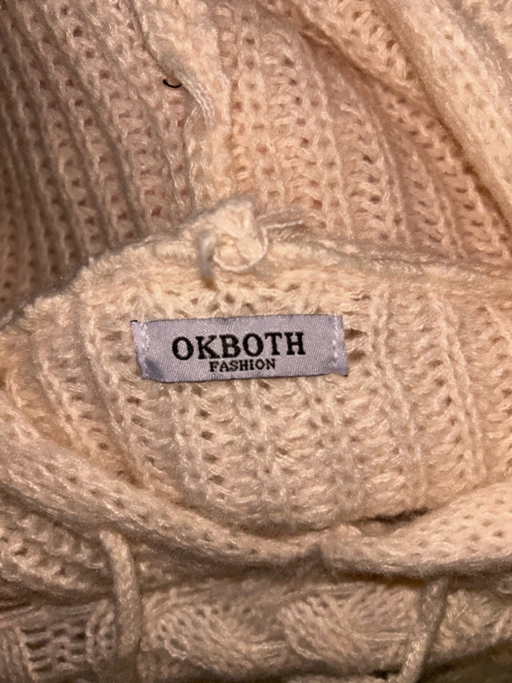 Cozy Cable Knit Hooded Sweater - Cream - Picture 3 of 3